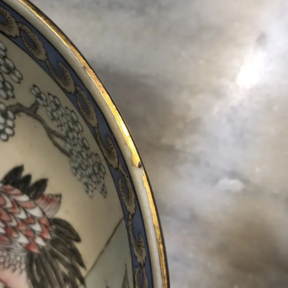 Decorative Vintage Enamel Japanese‎ Porcelain Bowl EUC